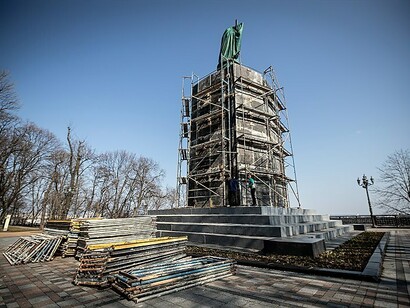 Protective fortification of Saint Vladimir Monument, Kyiv, Ukraine