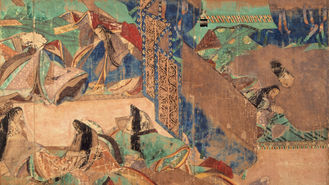Una scena del capitolo "YADORI GI" (vischio) di Genji Monogatari