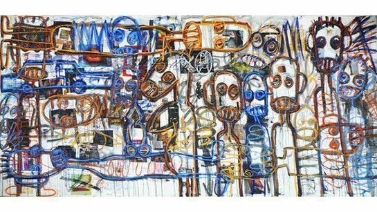 Aboudia, Nouchi Dreams, 78x154 in., 2014
