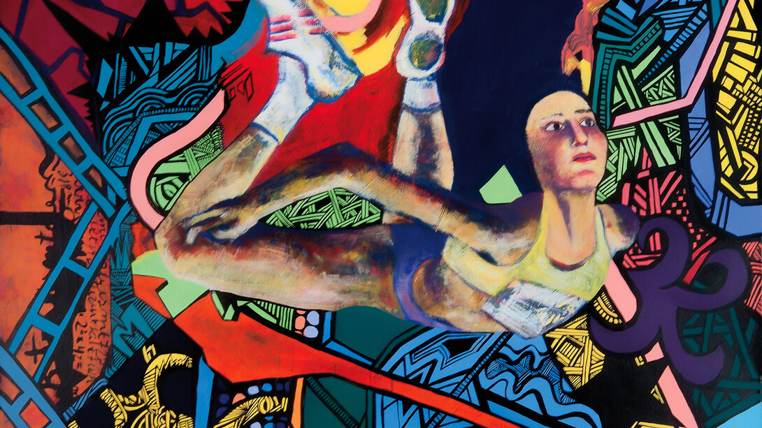 Montserrat Urgell, Free Fall, Acrylic on canvas, 120 x 90 cm