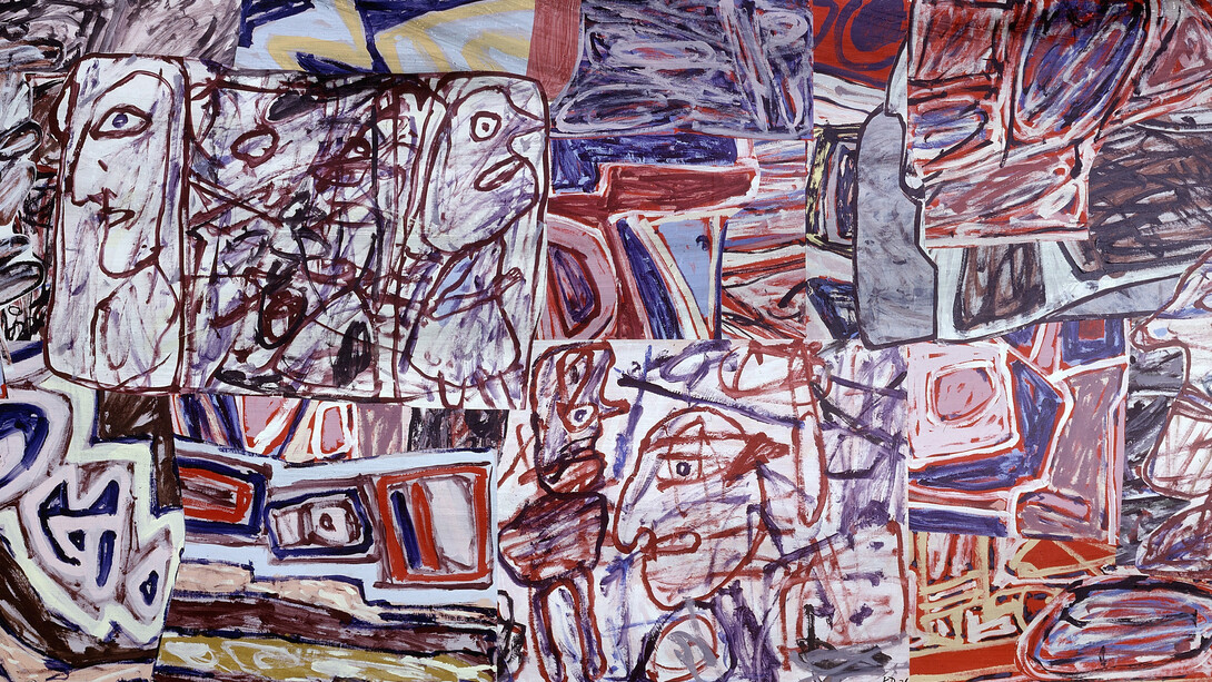 Jean Dubuffet, Vestiges and devenirs, June 23, 1976, acrylic on glued paper mounted on canvas (25 sections) 55-1/8" x 9' 3-7/16" (140 cm x 283 cm)© ADAGP, Paris and DACS, London 2017