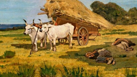 Giovanni Fattori, Riposo in Maremma, 1875 c., Olio su tela, 35 x 72,5 cm