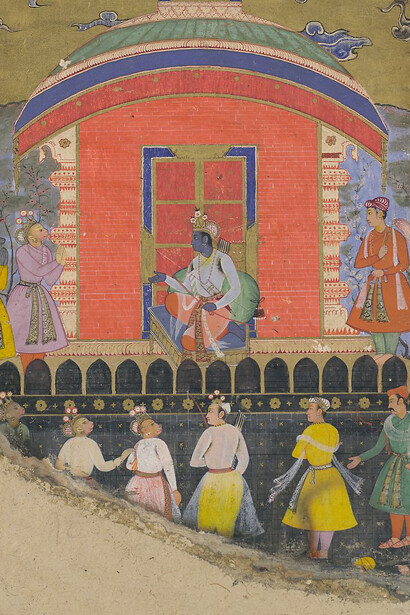 "Rama Receives Sugriva and Jambavat, the Monkey and Bear Kings", Folio from a Ramayana
ca. 1605
