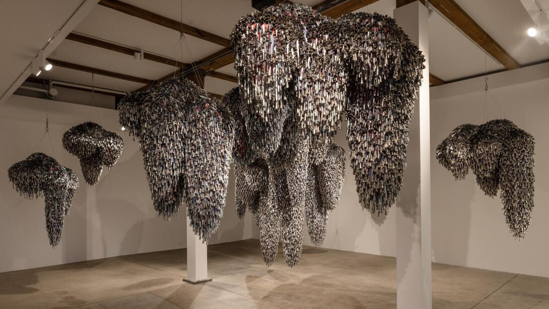 Marie Watt, Sky dances light, exhibition view. Courtesy of the Blanton Museum of Art