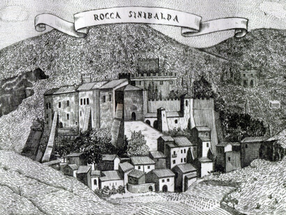 F. Borrelli. Francobollo raffigurante la Rocca Sinibalda