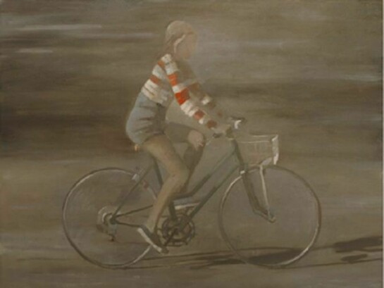 Mark Shetabi, Girl on a Bicycle, 2013, oil on linen mounted on panel, 20 x 25 inches