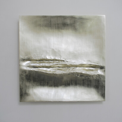 Simon Allen, Atlantic III, 12 ct White Gold on Carved Wood, 85cm Sq (33.5 inches)