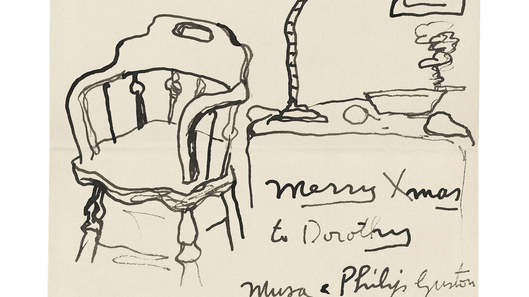 Philip Guston (1913–1980), To Dorothy Miller, ca. 1972, Watercolor, Dorothy C. Miller papers, ca. 1912–92, Archives of American Art, Smithsonian Institution, © 2014 The Estate of Philip Guston