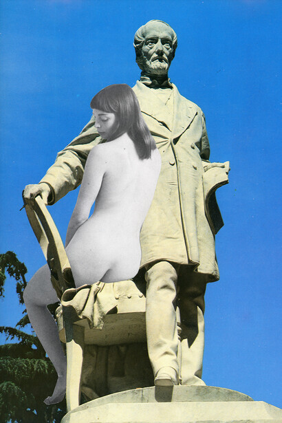 Luciana Pinchiero,
Posing on Chair - Beauty As Verb Series (detail), 2023,
Collage on paper,
15 x 11 in. Courtesy of the artist and Praxis