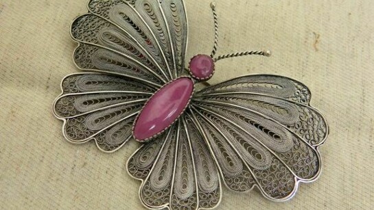 'Butterfly' Macedonian Ruby in silver filigree