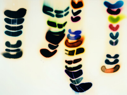 Jaq Chartier, Immersion, 2015, Acrylic resin, stains, spray paint on wood panel, 30 x 40 inches