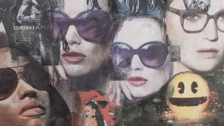 Senza soluzione di continuità, 2016, décollage su carta applicata su tavola, 50 x 70 cm 
