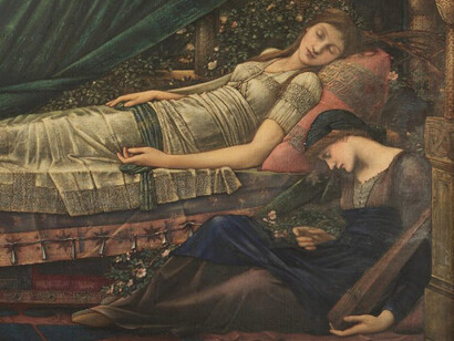 Edward Burne Jones, The Rose Bower, detail