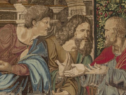 Tapiz de «La última cena» (detalle). Fotografía de los Museos Vaticanos