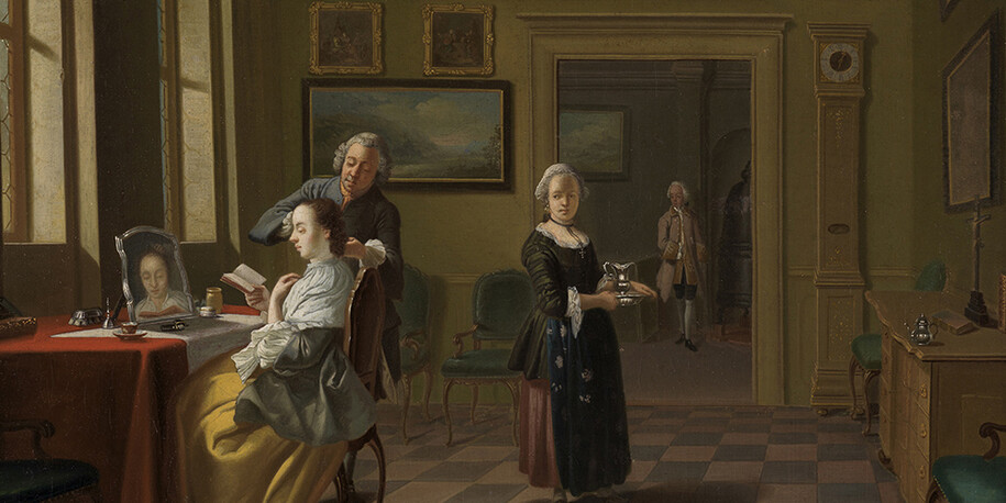 Justus Juncker (Mainz, 1703 – Frankfurt, 1767) «Toilette da manhã [Bei der Morgentoilette]», 1752. Óleo sobre tela. 92 x 75,5 cm. Karlsruhe, Staatliche Kunsthalle . Inv. 2506. © bpk / Staatliche Kunsthalle Karlsruhe / Annette Fischer/Heike Kohler