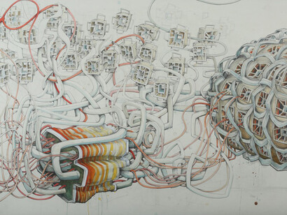 Kiel Johnson, Liquid Lunch - graphite & watercolor on paper mounted to panel - 42 x 58 - 2014