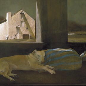 Andrew Wyeth. Durmiente nocturno. 1979. Témpera sobre tabla. 121,9 x 182,9 cm. © Andrew Wyeth. Private collection