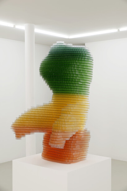 Matthew Darbyshire, CAPTCHA n°1 - Belvedere, 2014,
Support numérique dessiné et coupé à la main dans des feuilles de polycarbonate, 135 x 65 x 60 cm, Courtesy: the artist, Galerie Jousse Entreprise, Paris & Herald Street, London