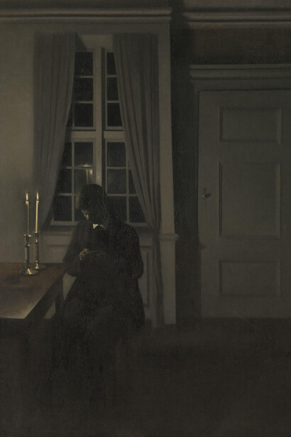 Vilhelm Hammershøi; El coleccionista de monedas, 1904, Nasjonalmuseet, Oslo
