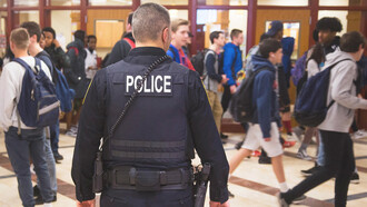 Police officers are stationed at many schools in the USA