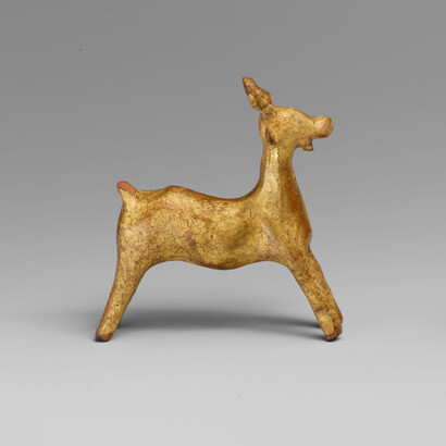 Late Helladic IIIA, Date:14th century B.C.
Culture:Mycenaean, Medium:Terracotta, gold
Dimensions:H. 3 in. (7.6 cm.), Classification:Terracottas. Fletcher Fund, 1939