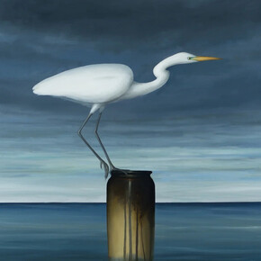 David Kroll, Seascape egret and vase (detail), 2025. Courtesy of Lisa Sette Gallery