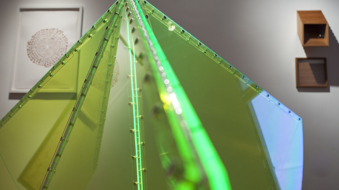 Marta Chilindron. Fluor circle, 2010. Acrylic and plastic hinges, 70” diameter when opened.