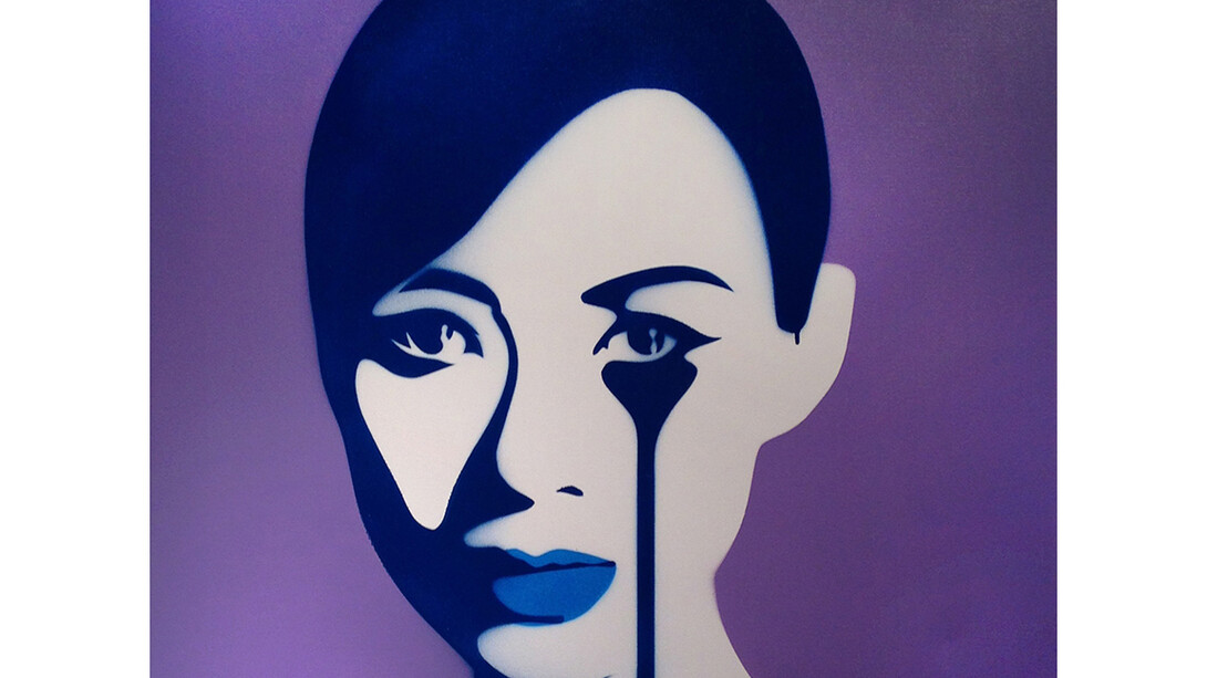 Pure Evil, “Erik Fok’s Nightmare” (Blue/Silver), Spray paint on Canvas, 30″ x 30″ (76 x 76cm)