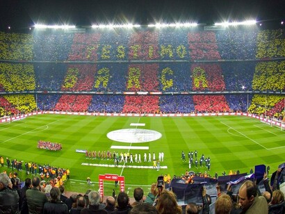 Mosaico en las gradas del Camp Nou