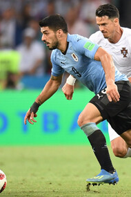Luis Suárez durante un partido contra Portugal por la Copa del Mundo, Rusia, 30 de junio de 2018