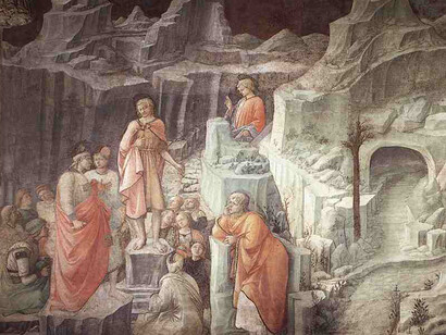 Filippo Lippi, Commiato di San Giovanni, San Giovanni nel deserto e Predica
