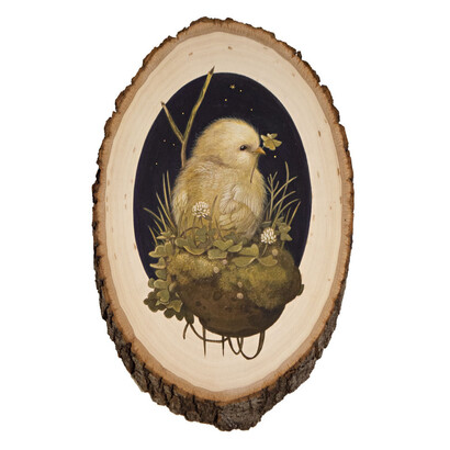 Phoenix Chan, "Fortune #16", gouache and color pencils on wood, 9.25 x 6.5 inches