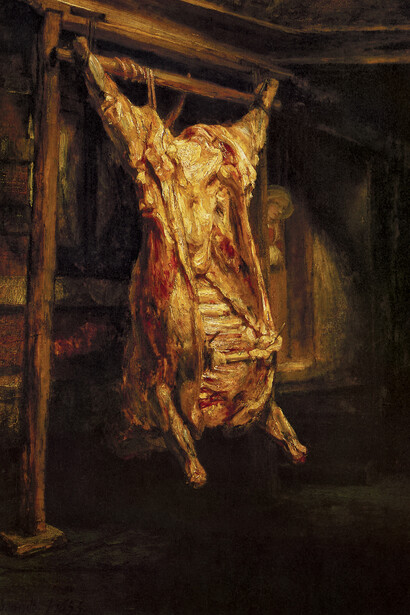 Rembrandt (Rembrandt Harmenszoon van Rijn), Le Boeuf écorché, 1655. Huile sur bois, 94 x 69 cm. Musée du Louvre, Paris