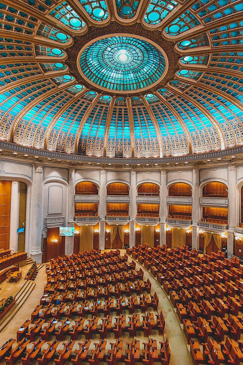 The chambers where political discussions take place, empty of people but overflowing with might