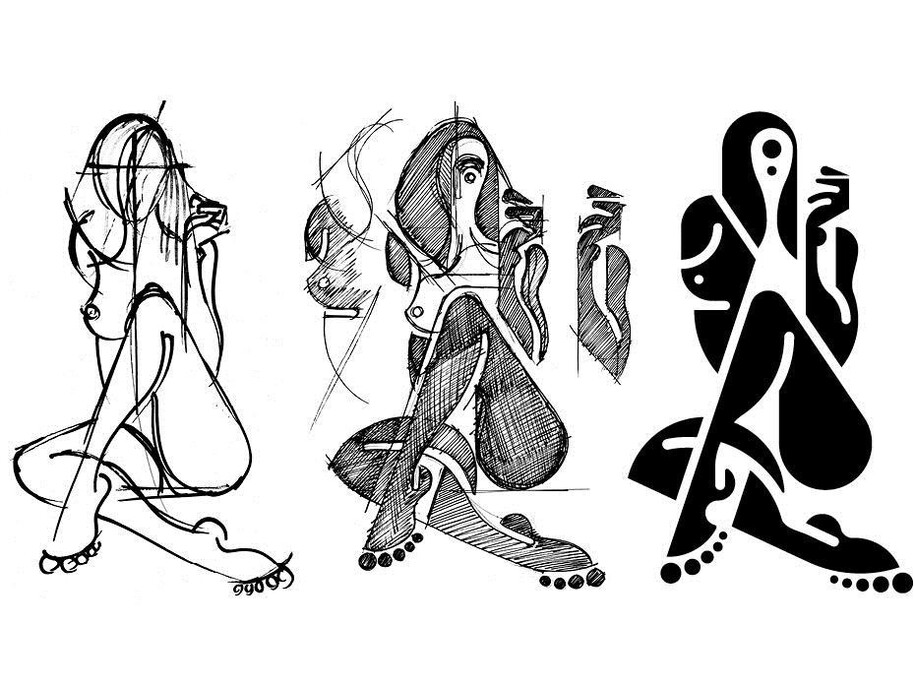 Ryan McGinness, Untitled Process Sketches (Thea), 2012, Ink on paper details and vector drawing, digital file, dimensions variable