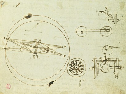 Leonardo da Vinci, Codice sul volo degli uccelli, 1505. Pagina 3, recto, dettaglio
