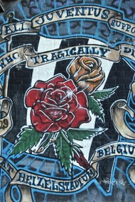 "In memoria dei tifosi morti prima della finale di Coppa Europa Juventus-Liverpool allo stadio Heysel di Bruxelles nel maggio 1985". Questo graffito si trova anche sul fondo della tribuna Aad Mansveld.
Questo stadio sarà demolito alla fine del 2007