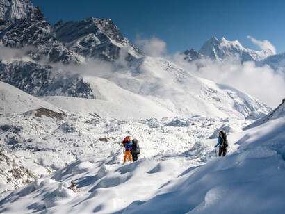 A route from Everest Base Camp to Gokyo Glacier passes through the Khumbu Valley crossing track in Nepal