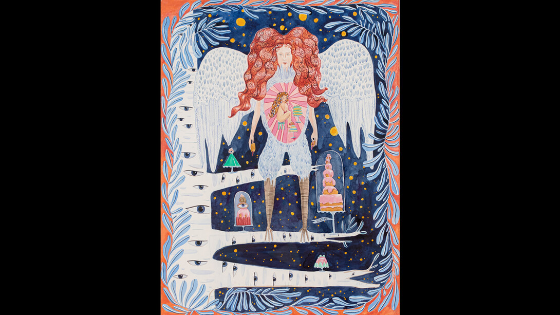 Dana Sherwood, Inside the Belly of the Bird Woman, 14x18 inches, watercolor. Courtesy the artist and Marrow Gallery