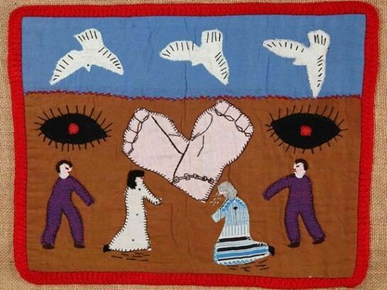 Chilean Arpilleras wall hanging: Dónde están nuestros hijos, Chile, Roberta Bacic's collection. Photo © Martin Melaugh