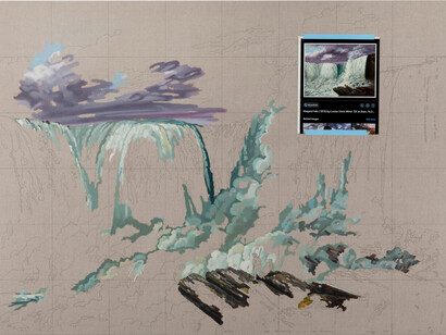Anna Plesset, Value study 3: Niagara Falls, copied from a picture by Minot, 1818, 2022. Courtesy of Jack Barrett Gallery 