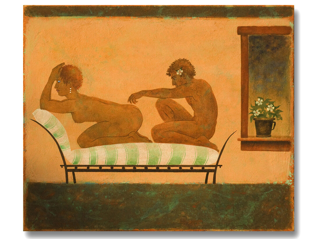 The French Settee, 2013  40 x 48 inches, fresco secco on plaster over panel on foam core by Phyllis Palmer