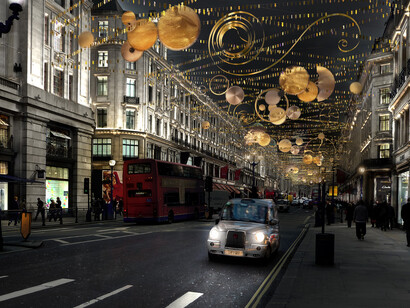 Iluminación navideña en una calle londinense