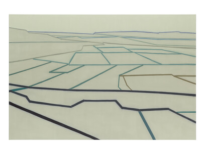 Suzanne Caporael, 695 (A van Gogh perspective, after "La Crau"), 2014, Oil on linen, 60 x 90 inches, 152.4 x 228.6 cm
