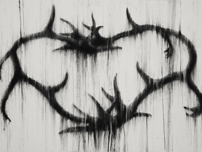 Guy Oberson, « Ils se sont aimés», pierre noire sur papier, 55 x 85 cm, 2014, Courtesy Galerie Eric Mouchet