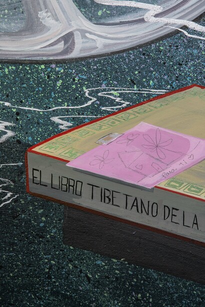 Detalle de "Sobre la fragilidad", tinta y acrílico sobre lienzo, Valentina Vacó, 2025