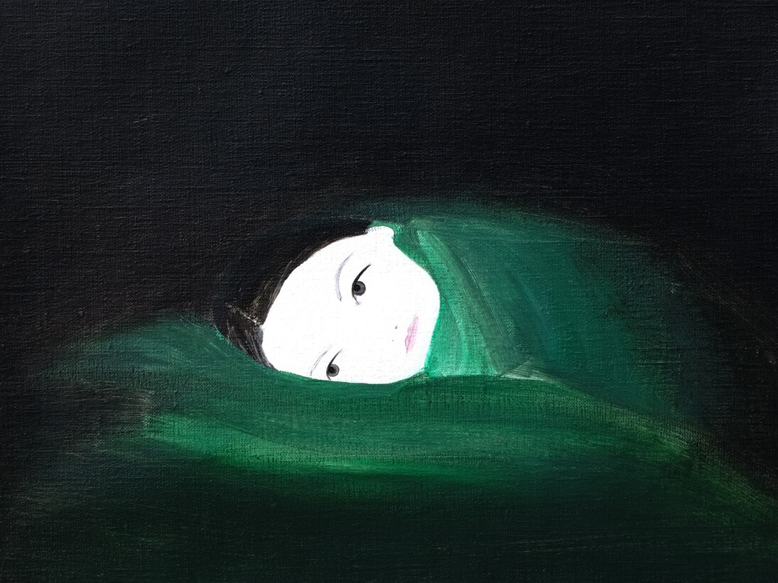 Carolina Raquel Antich, With Oneself (drowsiness), 2013, Acrylic on linen, 11 x 12 inches (28 x 31cm), Courtesy LYNCH THAM, New York