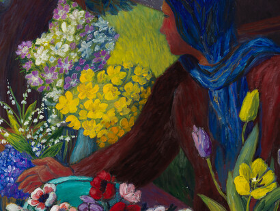 Birger Carlstedt: Flower Seller, 1942, detail. Finnish National Gallery / Ateneum Art Museum. Photo: Finnish National Gallery / Hannu Pakarinen.