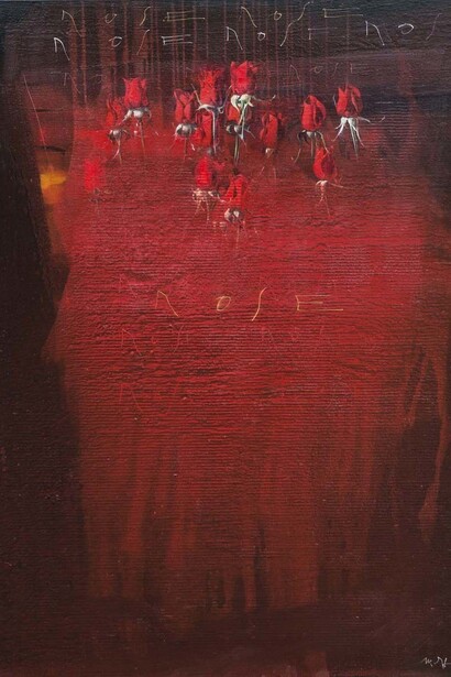 Mario Madiai, Rosae 2, olio, tela, 90 x 120