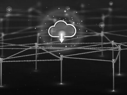 A cloud storage background highlighting a seamless business network and interconnected digital solutions
